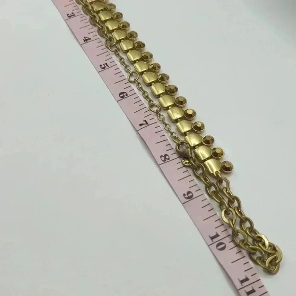 J. Crew Smoky Rhinestone Collar Statement Necklace - Antique Gold Tone - EUC - Picture 7 of 7